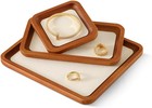 Wooden Jewelry Display Tray Rounded Rectangle Ring Showcase Stackable Elegant Br