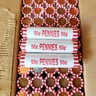      Bank Sealed Penny Rolls     3 Full Rolls  150 Pennies  Unsearched Estate Find      