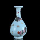 A Pair Chinese Pastel Porcelain Handpainted Exquisite Chicken Pattern Vase 24325