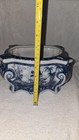 Beautiful Vintage United Wilson Juwc Blue   White Porcelain Footed Planter 1897