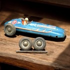 Vintage 1950s Marusan Japan Tin Litho Race Car Blue Aqua Lucky 7 Parts repair
