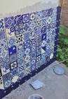 50 Assorted Off White   Cobalt Blue 4x4 Tiles Handmade Hand Painted M  xico  002