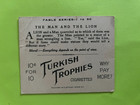 1910-11 T-57 Turkish Trophies Cigarette Card Fable Series Man And The Lion F g