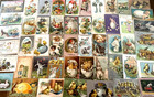 Huge Lot Of 50 vintage Easter Postcards With Chicks rabbits children m680