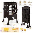 Folding Kitchen Kids Step Ladder Stool Wooden Toddler Safety Tower Helper Coffee