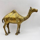 Vintage Large Solid Camel Brass Egyptian Etched Figure Statue Home Decor Ornate