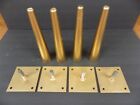 Set Of 4 Vintage Tapered Metal Table Legs Mid-century Modern 9  W screw Plates