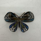 Vintage Filigree Butterfly Brooch 800 Silver Enamel Lapel Hat Pin Fairy Colorful