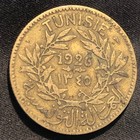 1926 Tunisia 2 Francs Aluminum-bronze Coin - Xf  extra Fine  Condition