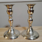 Vintage Silver Plated Candlesticks 2 Pc 6 5  Leonard India Classic Turned Style