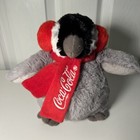 Coca Cola Baby Penguin Plush Christmas Coke Ear Muffs   Scarf Gray Red
