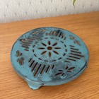 Antique Vintage French Cast Iron Kitchen Trivet  France Blue Turquoise 08072510