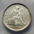 Rare 1875-s Twenty Cent Piece Anacs Au-50     20c Silver Coin     Seated Liberty
