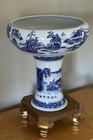Vintage Chinese Blue   White Jardiniere Basin W  Pedestal Stand   Base 24   